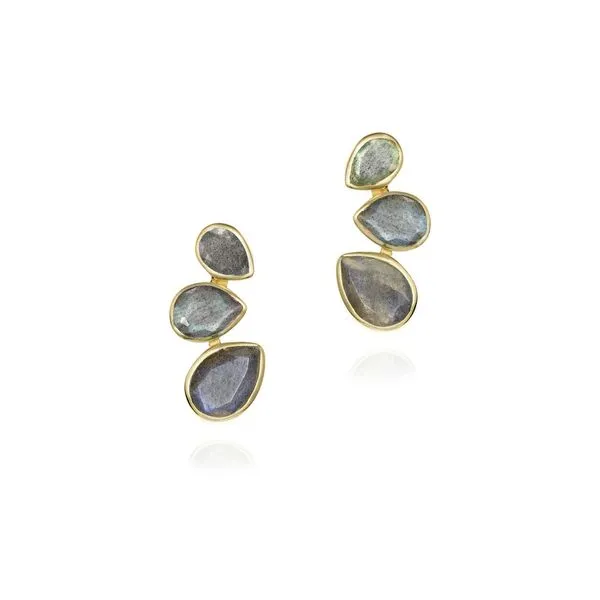 Sterling Silver 18K Vermeil BELLA Earrings With 6 Pear Shaped Labrodorites Quality Gem LLC Bethel, CT