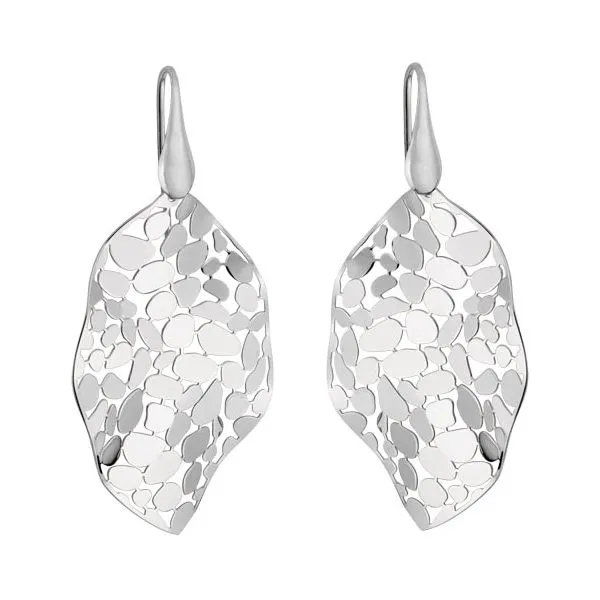 Sterling Silver Rhodium Plated Mosaic Leaf Dangle Earrings Quality Gem LLC Bethel, CT
