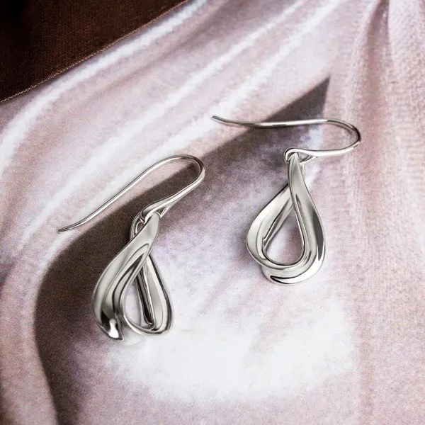 Sterling Silver Rhodium Plated Serenity Drop Earrings Image 4 Quality Gem LLC Bethel, CT