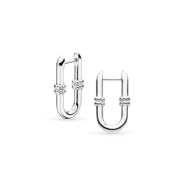 Sterling Silver Rhodium Plated Marina Rope Bar Link Hinged Hoop Earrings Quality Gem LLC Bethel, CT