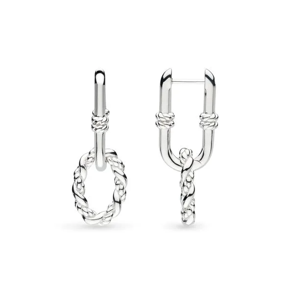 Sterling Silver Rhodium Plated Marina Rope Link Duo Grande Hinged Hoop Earrings Quality Gem LLC Bethel, CT