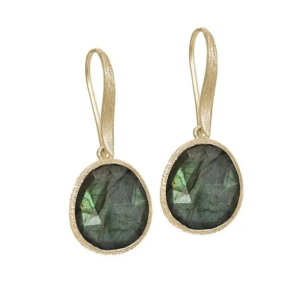 Sterling Silver 18K Vermeil Labradorite Textured Dangle Earrings Quality Gem LLC Bethel, CT