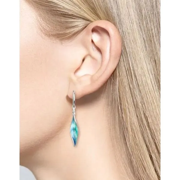 Sterling Silver Rhodium Plated Blue Enamel Ocean Aurora Dangle Earrings Image 2 Quality Gem LLC Bethel, CT