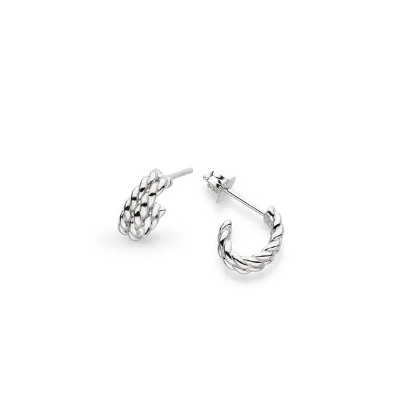 Sterling Silver Rhodium Plated Marina Rope Stud Hoop Earrings Quality Gem LLC Bethel, CT