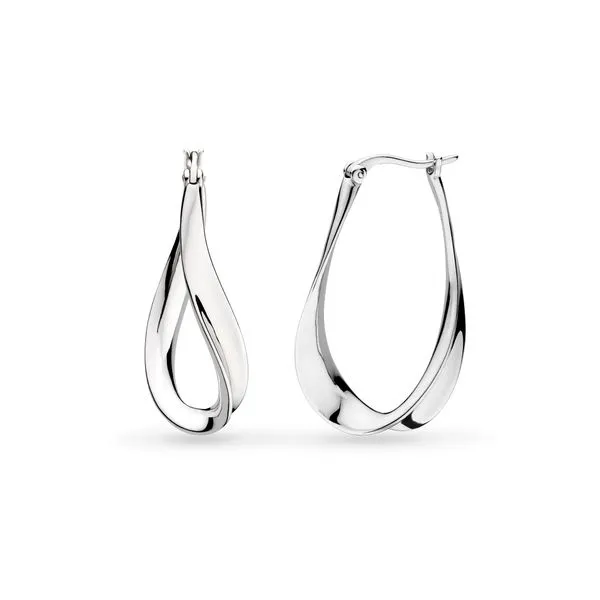 Sterling Silver Rhodium Plated Serenity Grande Hinged Hoop Earrings Quality Gem LLC Bethel, CT