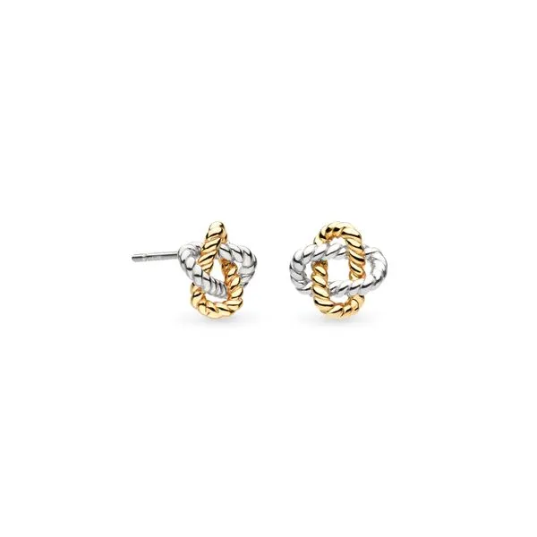 Sterling Silver/18K Yellow Gold Plate Rhodium Plated Marina Rope Knot Golden Stud Earrings Quality Gem LLC Bethel, CT