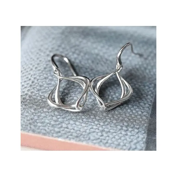Sterling Silver Rhodium Plated Entwine Grande Drop Earrings Image 3 Quality Gem LLC Bethel, CT