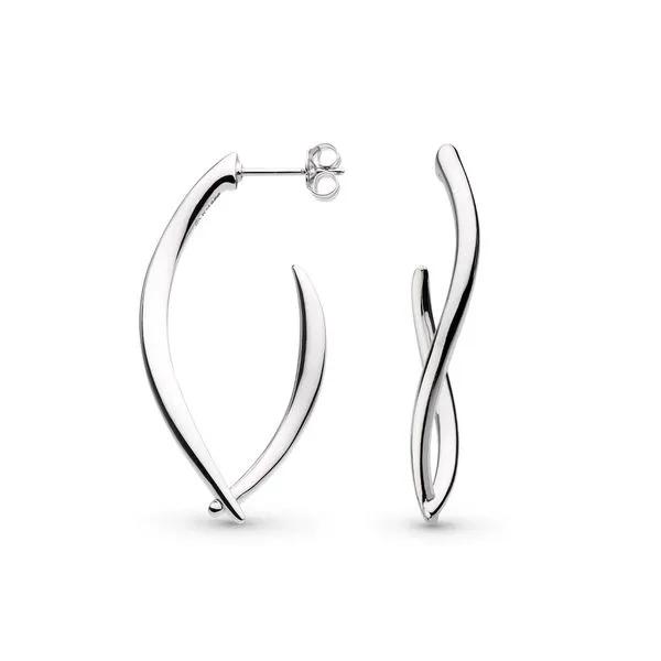 Sterling Silver Rhodium Plated Entwine Twine Twist Link Grande Hoop Earrings Quality Gem LLC Bethel, CT