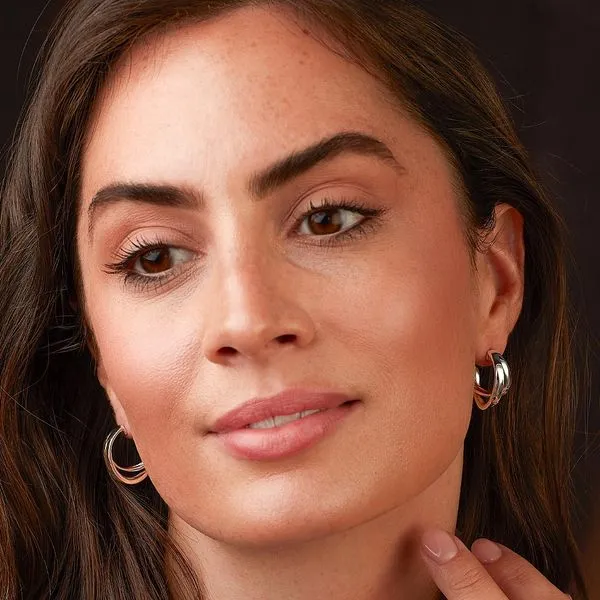 Sterling Silver Rhodium Plated Serenity Grande Crossover Hoop Earrings Image 4 Quality Gem LLC Bethel, CT