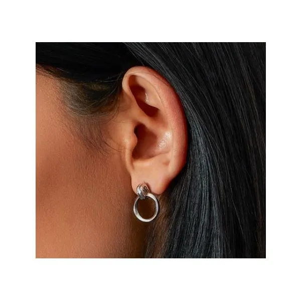 Sterling Silver Rhodium Plated Bevel Unity Drop Stud Earrings Image 2 Quality Gem LLC Bethel, CT