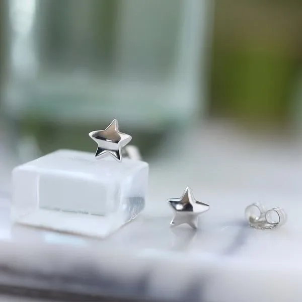 Sterling Silver Rhodium Plated Miniatures Starlight Stud Earrings Image 3 Quality Gem LLC Bethel, CT