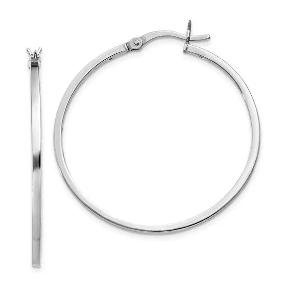 Sterling Silver Rhodium Plated Squared Tube Hoop Earrings Quality Gem LLC Bethel, CT