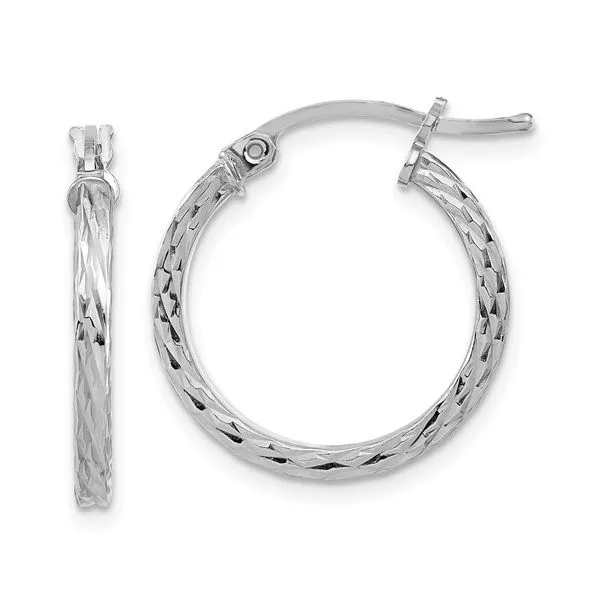 Sterling Silver Rhodium Plated Diamond Cut Earrings Quality Gem LLC Bethel, CT