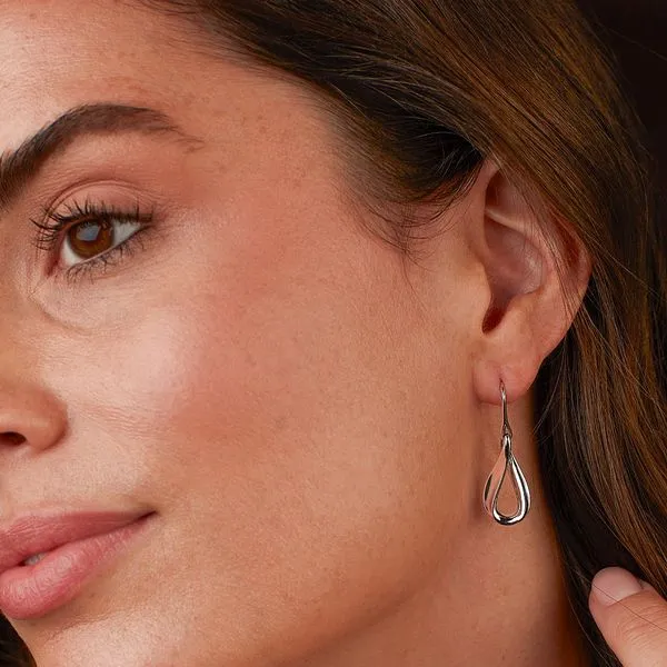 Sterling Silver Rhodium Plated Serenity Drop Earrings Image 2 Quality Gem LLC Bethel, CT