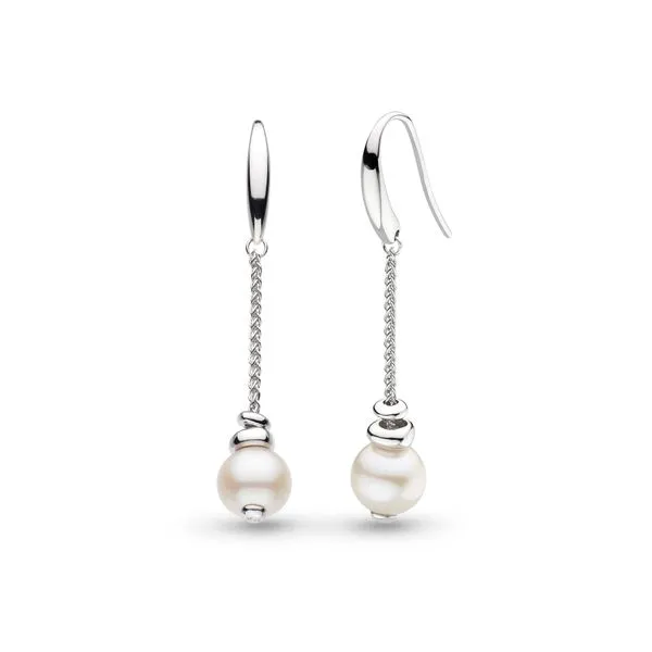 Sterling Silver Rhodium Plated Coast Tumble Pearl Chain Drop Earrings Quality Gem LLC Bethel, CT