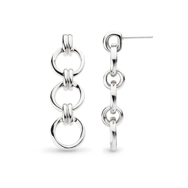 Sterling Silver Rhodium Plated Bevel Unity Trio Stud Drop Earrings Quality Gem LLC Bethel, CT