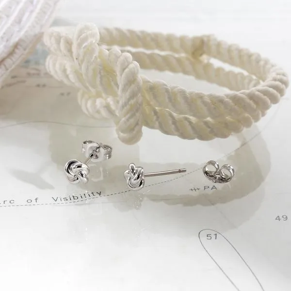Sterling Silver Rhodium Plated Marina Tide Knot Stud Earrings Image 2 Quality Gem LLC Bethel, CT