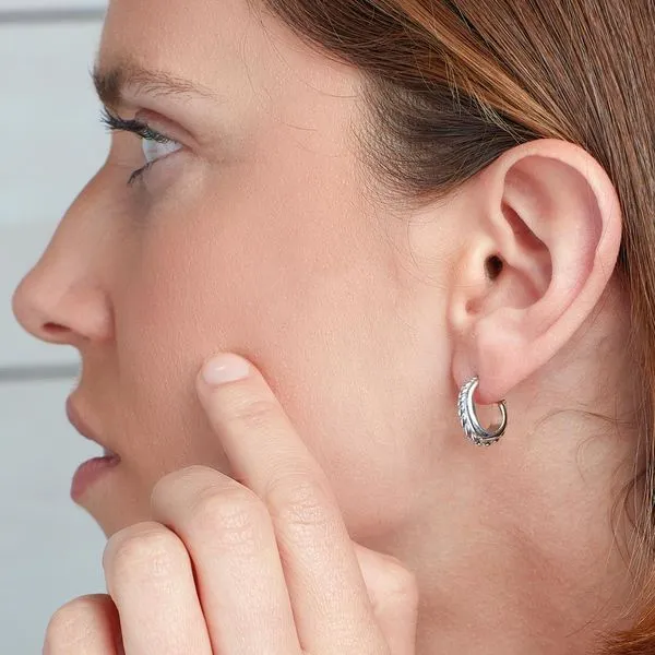 Sterling Silver Rhodium Plated Marina Rope Band Hoop Earrings Image 2 Quality Gem LLC Bethel, CT