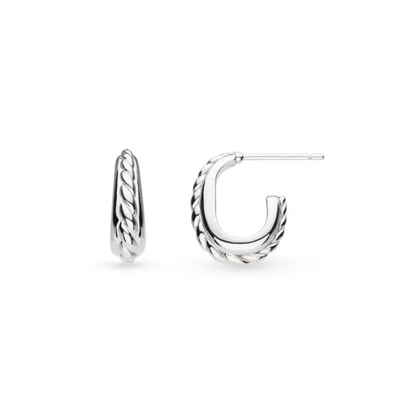Sterling Silver Rhodium Plated Marina Rope Band Hoop Earrings Quality Gem LLC Bethel, CT