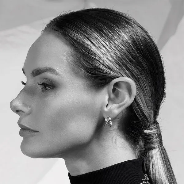 Sterling Silver Rhodium Plated Infinity Hoop Earrings Image 3 Quality Gem LLC Bethel, CT