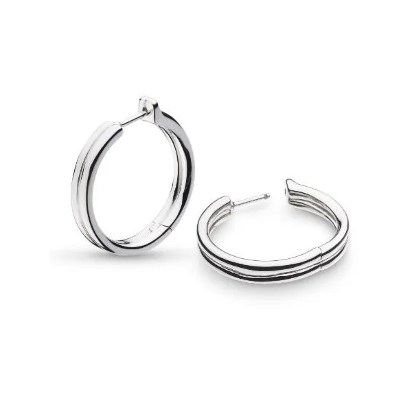 Sterling Silver Rhodium Plated Bevel Unity Maxi Hoop Earrings Quality Gem LLC Bethel, CT