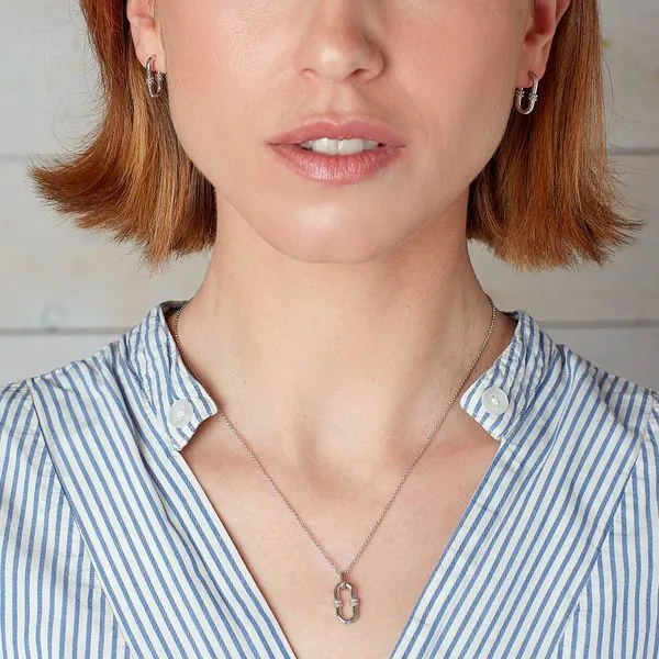 Sterling Silver Rhodium Plated Marina Rope Bar Link Stud Hoop Earrings Image 4 Quality Gem LLC Bethel, CT