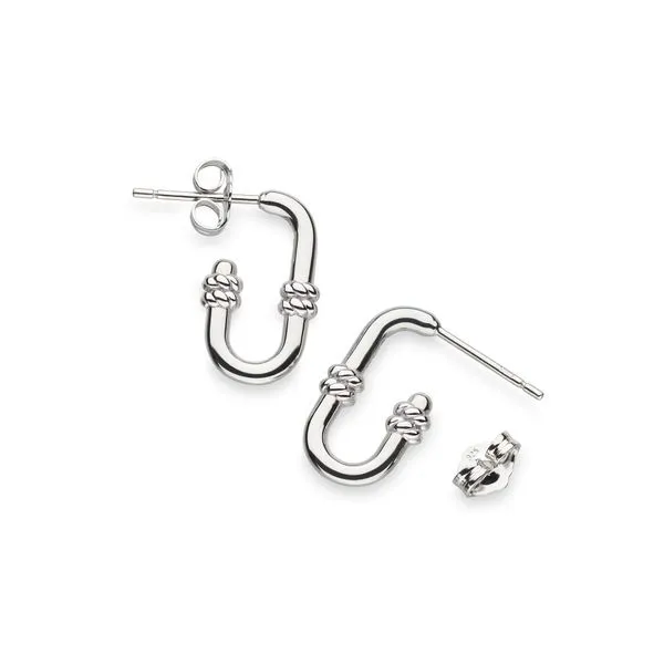 Sterling Silver Rhodium Plated Marina Rope Bar Link Stud Hoop Earrings Quality Gem LLC Bethel, CT