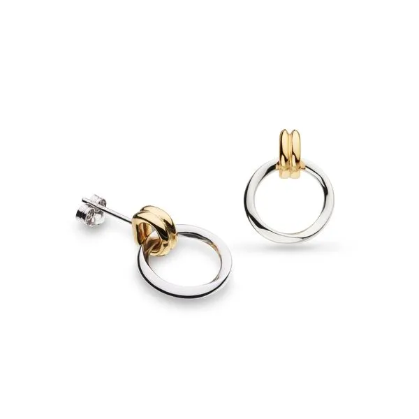 Sterling Silver/18K Gold Plate Rhodium Plated Bevel Unity Golden Drop Stud Earrings Quality Gem LLC Bethel, CT