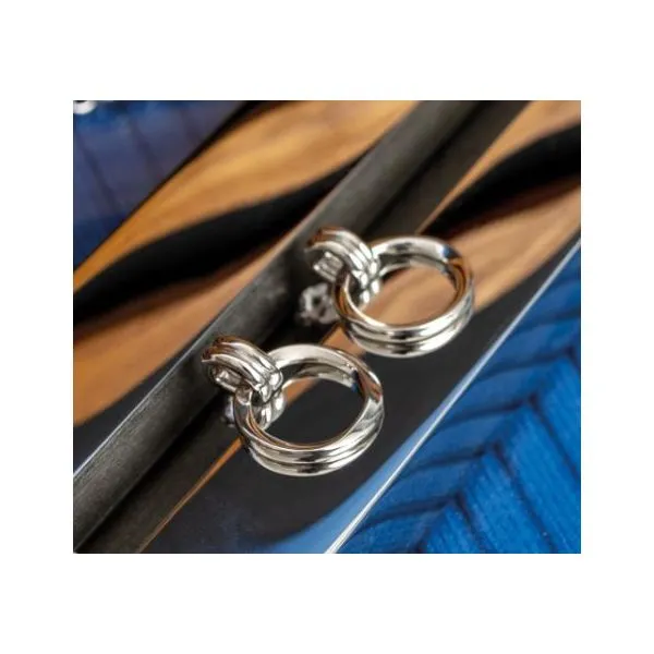 Sterling Silver Rhodium Plated Bevel Unity Drop Stud Earrings Image 3 Quality Gem LLC Bethel, CT