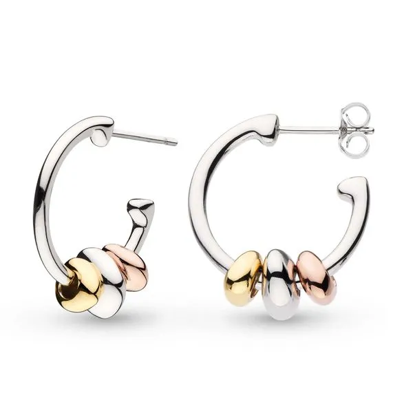 18K Yellow And Rose Plate Sterling Silver Rhodium Plated Coast Tumble Golden Hoop Earrings Quality Gem LLC Bethel, CT