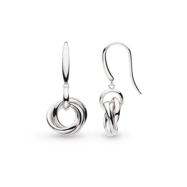 Sterling Silver Rhodium Plated Bevel Trilogy Link Drop Earrings Quality Gem LLC Bethel, CT