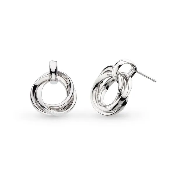 Sterling Silver Rhodium Plated Bevel Trilogy Grande Link Stud Earrings Quality Gem LLC Bethel, CT