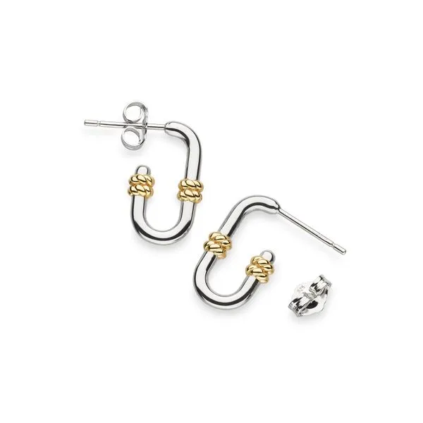 Sterling Silver & 18K Yellow Gold Plate Rhodium Plated Marina Rope Bar Link Golden Stud Hoop Earrings Quality Gem LLC Bethel, CT