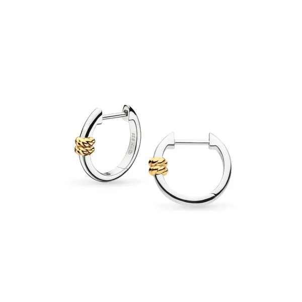 Sterling Silver/18K Plate Rhodium Plated Marina Rope Bar Golden Hinged Hoop Earrings Quality Gem LLC Bethel, CT