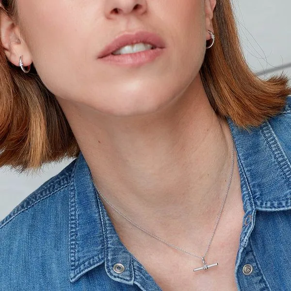 Sterling Silver Rhodium Plated Marina Rope Bar Hinged Hoop Earrings Image 2 Quality Gem LLC Bethel, CT