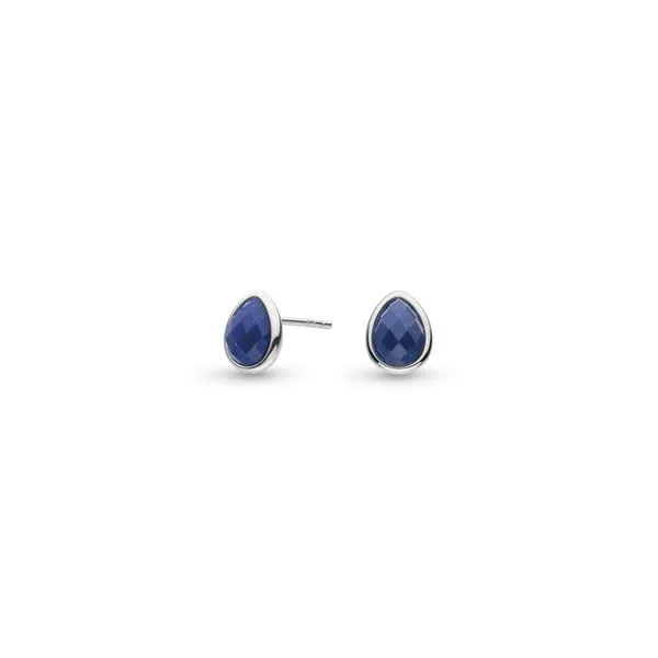 Sterling Silver Rhodium Plated Coast Pebble Azure Lapis Lazuli Stud Earrings Quality Gem LLC Bethel, CT