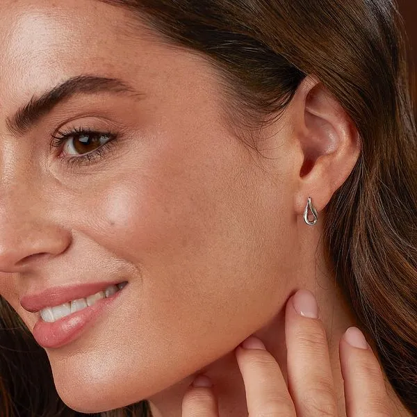 Sterling Silver Rhodium Plated Serenity Dainty Stud Earrings Image 2 Quality Gem LLC Bethel, CT