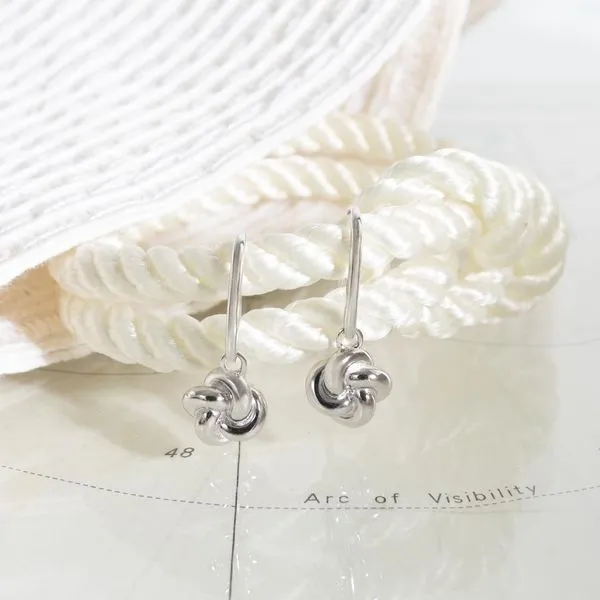 Sterling Silver Rhodium Plated Marina Tide Knot Drop Earrings Image 3 Quality Gem LLC Bethel, CT