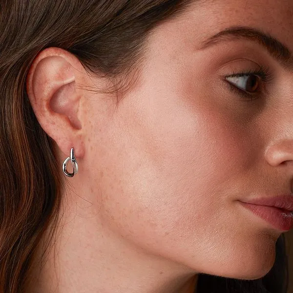 Sterling Silver Rhodium Plated Serenity Grande Stud Hoop Earrings Image 2 Quality Gem LLC Bethel, CT