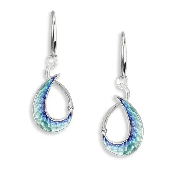 Sterling Silver Rhodium Plated Turquoise Enamel Teardrop Dangle Earrings Quality Gem LLC Bethel, CT