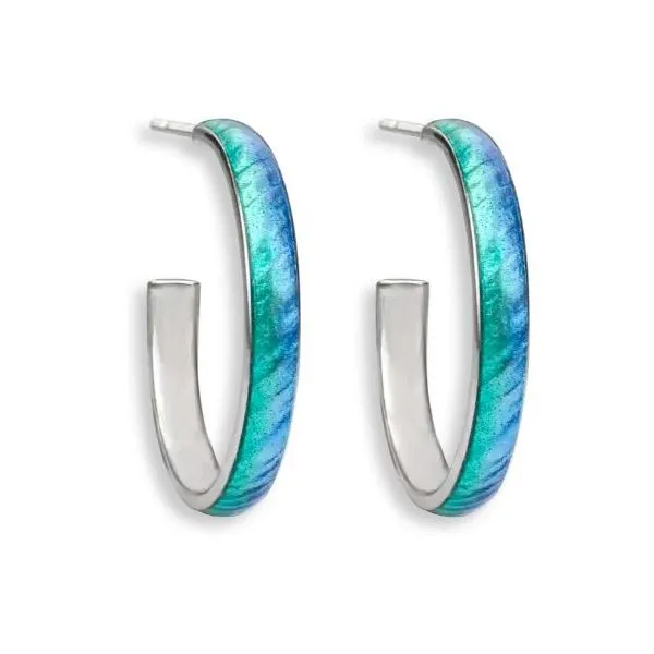 Sterling Silver Turquoise Enamel Hoop Earrings Quality Gem LLC Bethel, CT