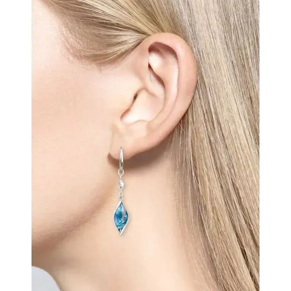 Sterling Silver Multi Blue Vitreous Enamel Aurora Dangle Earrings Image 2 Quality Gem LLC Bethel, CT