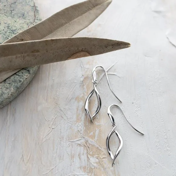 Sterling Silver Rhodium Plated Entwine Twine Twist Link Drop Earrings Image 5 Quality Gem LLC Bethel, CT