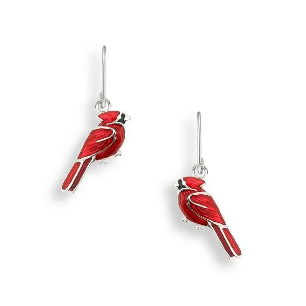 Sterling Silver Rhodium Plated Cardinal Dangle Earrings Quality Gem LLC Bethel, CT