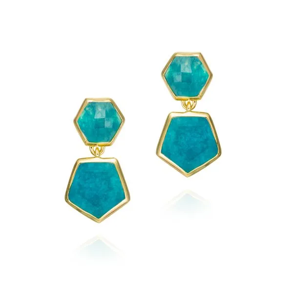 Sterling Silver 18K Vermeil Apatite Atlas Double Drop Earrings Quality Gem LLC Bethel, CT