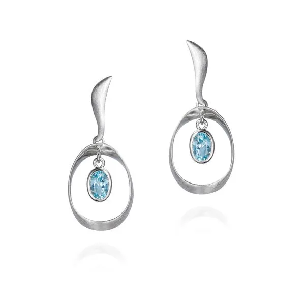 Sterling Silver Rhodium Plated Blue Topaz Bubble Dangle Earrings Quality Gem LLC Bethel, CT