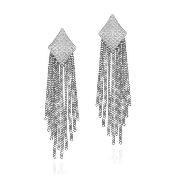 Sterling Silver Rhodium Plated Pop Quilted Multi Strand Dangle Earrings Quality Gem LLC Bethel, CT