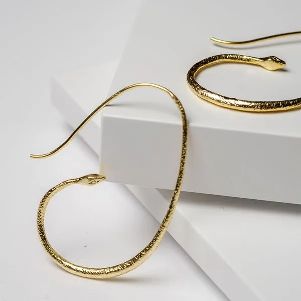 Sterling Silver 18K Vermeil Cleo Serpent Earrings Image 2 Quality Gem LLC Bethel, CT