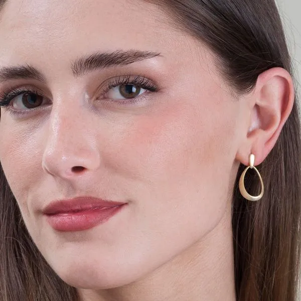 Sterling Silver 18K Vermeil Mia Oval Dangle Earrings Image 2 Quality Gem LLC Bethel, CT
