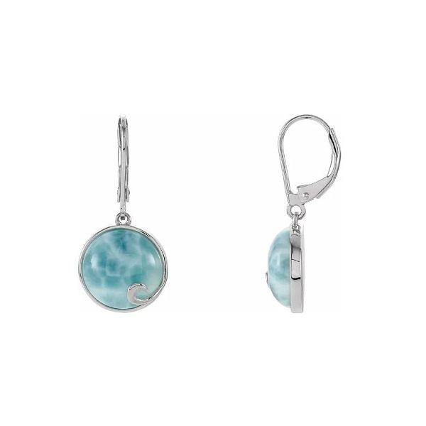 Sterling Silver Larimar Ocean Leverback Earrings Quality Gem LLC Bethel, CT